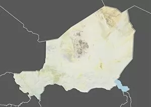Maps Collection: Niger, Relief Map With Border and Mask