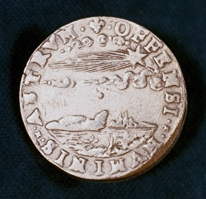 Obverse of medal commemorating the bright comet of 1577. Known as Brahes comet Obverse of medal commemorating the bright comet of 1577. Known as Brahes comet