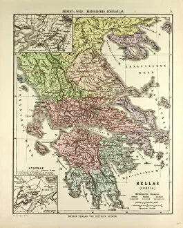 Images Dated 15th August 2013: OLD MAP OF GREECE