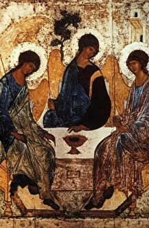 Old testament trinity by andrei rublev, c, 1410 - 1420, tempera on panel