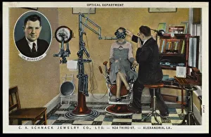 Occupations Gallery: Optical Department. ca. 1932, Alexandria, Louisiana, USA, SCHNACKs OPTICAL DEPARTMENT