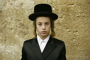 Orthodox Jewish boy at Wailing Wall Orthodox Jewish boy at Wailing Wall
