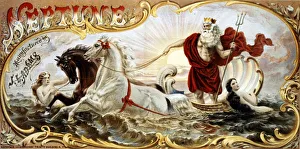 Packaging label for Neptune brand tobacco produced by J L Adams. Neptune holding a trident Packaging label for Neptune brand tobacco produced by J L Adams. Neptune holding a trident