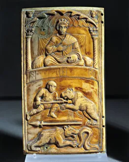 Painted ivory diptych depicting circus games, Panel B Painted ivory diptych depicting circus games, Panel B