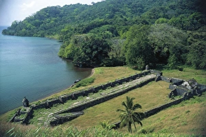 Panama, Colon Province, Portobelo, fortification ruins at Caribbean coast Panama, Colon Province, Portobelo, fortification ruins at Caribbean coast