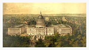 Panoramic View Of Washington City From The New Dome Of The Capitol