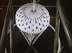 Parachute for soviet space probe venera 5 or 6 being tested in a wind tunnel