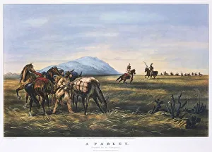 A Parley: Ready for an Emergency A Settler and a Native American chief in a Parley A Parley: Ready for an Emergency A Settler and a Native American chief in a Parley