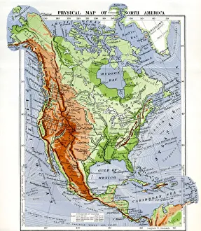 Mapmaking Gallery: Physical Map Of North America In The Late 19Th Century