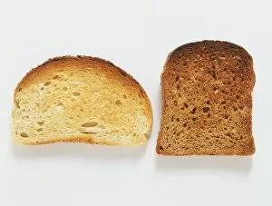 White Bread Gallery: Two pieces of toast, one white, one brown