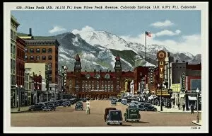 Pikes Peak Avenue. ca. 1937, Colorado Springs, Colorado, USA, 539-Pikes Peak (Alt. 14, 110 Ft)