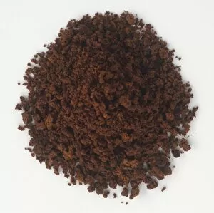 Pile of freeze-dried coffee, close up, view from above