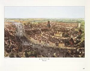 Poland, Szczecin, Stettin city on The Oder River, 1860