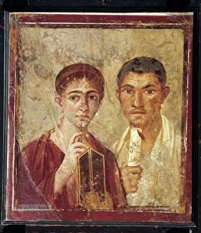 Images Dated 13th March 2014: Portrait of baker Terentius Neo and his wife in formal clothes from Italy, Campania, Pompeii