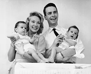 Portrait of happy family with baby twins Portrait of happy family with baby twins