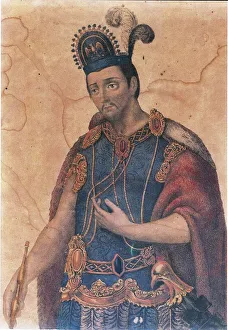Portrait of Moctezuma II (or Motecuhzoma Xocoyotzin, 1466-1520), last Aztec king at Tenochtitlan by A Portrait of Moctezuma II (or Motecuhzoma Xocoyotzin, 1466-1520), last Aztec king at Tenochtitlan by A