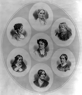 Portraits of seven prominent figures of suffrage Portraits of seven prominent figures of suffrage