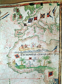 Portuguese map of 1558 by Bastian Lopez showing Europe, British Isles and part of Africa Portuguese map of 1558 by Bastian Lopez showing Europe, British Isles and part of Africa
