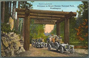 Postcard of Mount Rainier National Park Entrance. ca. 1913, Photo by Asahel Curtis Postcard of Mount Rainier National Park Entrance. ca. 1913, Photo by Asahel Curtis