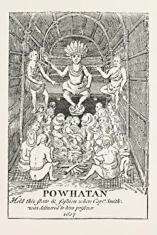 Powhatan Gallery: POWHATAN IN STATE. (From Smiths Virginia) Powhatan was the paramount chief of a