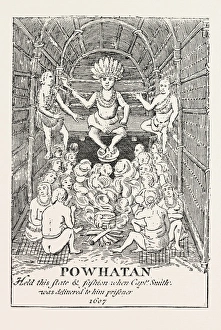 POWHATAN IN STATE. (From Smiths Virginia) Powhatan was the paramount chief of a