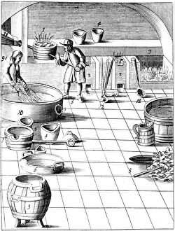 Preparation of copper and silver to be alloyed for production of coins. Copper melted Preparation of copper and silver to be alloyed for production of coins. Copper melted