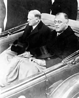 Presidents Herbert Hoover and Franklin Roosevelt ride together for the inauguration Presidents Herbert Hoover and Franklin Roosevelt ride together for the inauguration