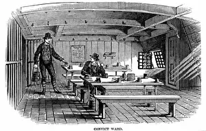 Prison Hulks: Ward on board the convict hulk Warrior at Woolwich. This hulk held 600 Prison Hulks: Ward on board the convict hulk Warrior at Woolwich. This hulk held 600