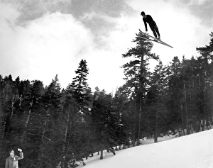 <b class=qtipBold><figcaption>Prize Winnning Leap</figcaption></b><br>Big Pines, California: c. 1935 Sigurd Ulland, of the Lake Tahoe Ski Club, takes the leap off a mountain and takes home the prize in the Invitational International Ski Tournament.<br><em>© Underwood Archives/UIG</em> Prize Winnning Leap