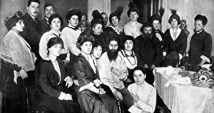 Rasputin (ja1871-1916) Russian peasant, holy-man and mystic, surrounded by some of Rasputin (ja1871-1916) Russian peasant, holy-man and mystic, surrounded by some of