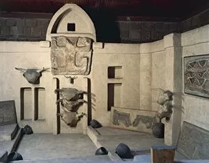 Catal Huyuk Collection: Reconstruction of Catal Huyuk or Catalhoyuk sanctuary