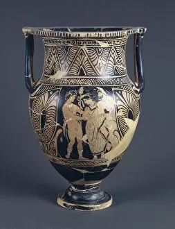 Red-figure pottery, Cinerary krater with Dionysiac procession from Carmignano, Prato