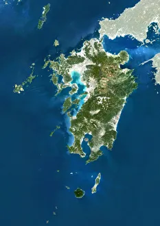 Region of Kyushu, Japan, True Colour Satellite Image Region of Kyushu, Japan, True Colour Satellite Image