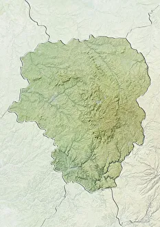 Region of Limousin, France, Relief Map Region of Limousin, France, Relief Map