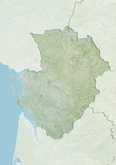 Region of Poitou-Charentes, France, Relief Map Region of Poitou-Charentes, France, Relief Map