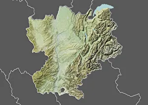 Region of Rhone-Alpes, France, Relief Map Region of Rhone-Alpes, France, Relief Map