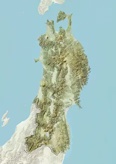 Region of Tohoku, Japan, Relief Map Region of Tohoku, Japan, Relief Map