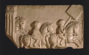 Relief depicting iuvenes (young men) on horseback, from ancient Virunum, Austria Relief depicting iuvenes (young men) on horseback, from ancient Virunum, Austria