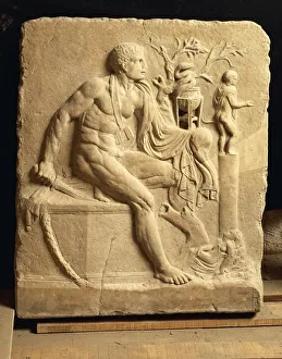 Relief depicting Orestes consulting oracle of Apollo Relief depicting Orestes consulting oracle of Apollo