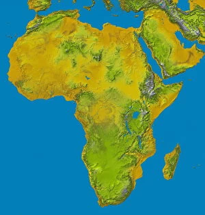 relief image of Africa by the Shuttle Radar Topography Mission (SRTM)