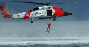 Rescue swimmer jumping into Gastineay Channel Rescue swimmer jumping into Gastineay Channel