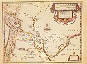 Rio de ll Plate, Silver River and the Parana Basin in Paraguay, from Willem Blaeus Atlas Rio de ll Plate, Silver River and the Parana Basin in Paraguay, from Willem Blaeus Atlas