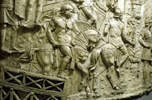 Roman cavalry crossing a wooden bridge: from Trajans column Roman cavalry crossing a wooden bridge: from Trajans column
