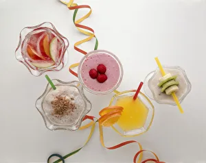 Ruby fruit punch, choco shake, raspberry froth, orange and lemons, and banana dream party cocktails Ruby fruit punch, choco shake, raspberry froth, orange and lemons, and banana dream party cocktails