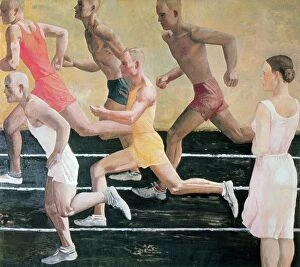 Modernist Gallery: Running, Alexander Alexandrovich Deyneka (Dieneka - 1899-1969) Russian modernist