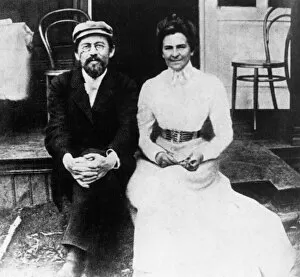 Images Dated 21st March 2014: Russian author anton chekhov and his wife the actress olga knipper in 1902