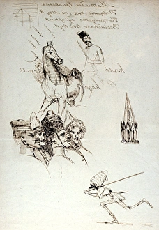 Russians. Pen and ink sketch by Prosper Merimee (1803-1870) French dramatist, historian Russians. Pen and ink sketch by Prosper Merimee (1803-1870) French dramatist, historian