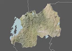 Related Images Gallery: Rwanda, Relief Map with Border and Mask