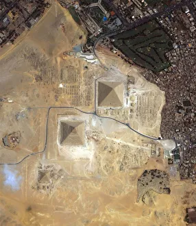 【EGYPT FROM THE AIR】 エジプト 航空写真 #k32 Satellite View of the Pyramids of Giza, Egypt (History). Art