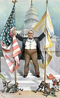 Satirical cartoon with President W. McKinley, 1900